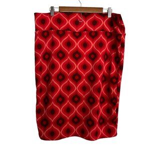 Lularoe Womens Red Geometric Pattern Stretch Knee Length Skirt Size 3X